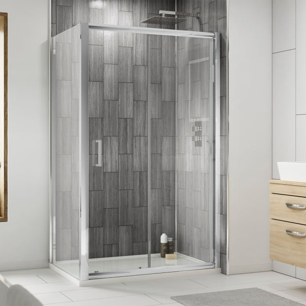 Delphi Expressions Chrome Sliding Shower Door - 6mm Glass