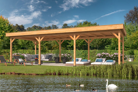 Tuin Demi Douglas Fir Gazebo 9.9m x 4.3m — Front View | The Warm Living