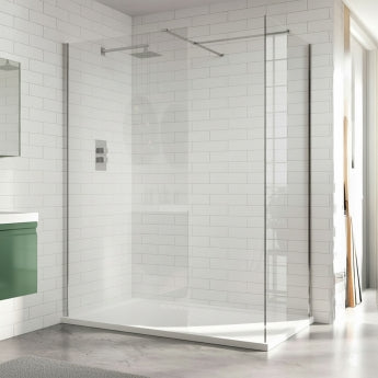 Duchy Padstow Chrome 8mm Wet Room Glasss Shower Screen