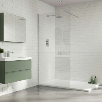 Duchy Padstow Chrome 8mm Wet Room Glasss Shower Screen