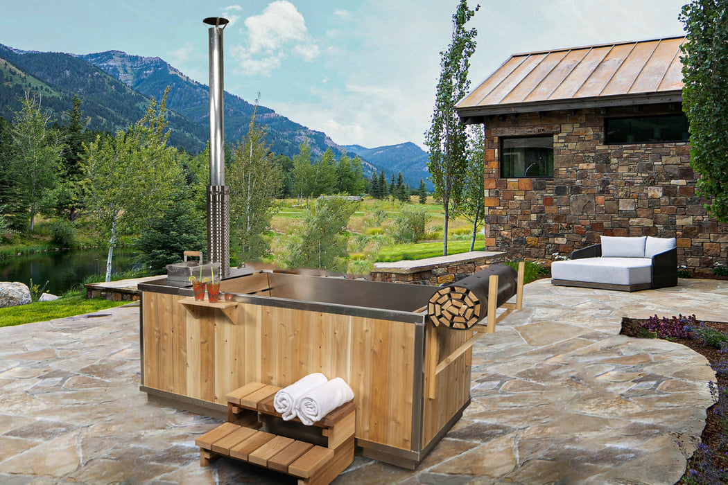 SAUNAONES® Outdoor Red Cedar Wooden Hot Tub