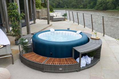 Grey rattan surround with built-in wood steps