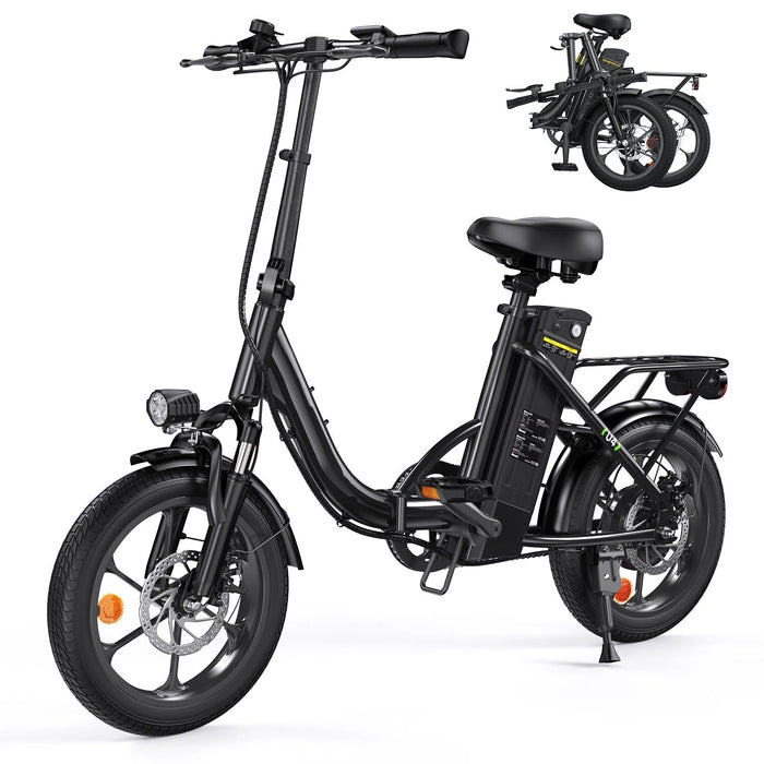 isinwheel U4 36V Electric Bike with 16-Inch Tires, 250W Motor, 25KM/H Top Speed – Black