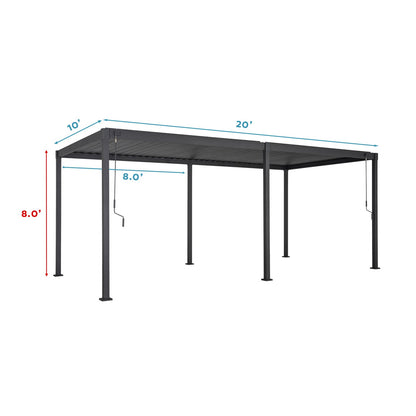 Mirador Pergola — 10'×20' | Charcoal & Latte