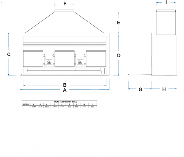 Fireboks Free Standing BBQ Braai 1200mm