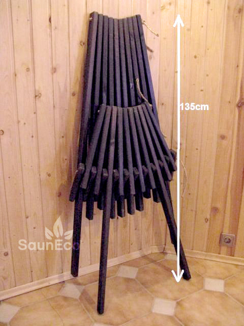 Wooden folding chair folded flat for storage