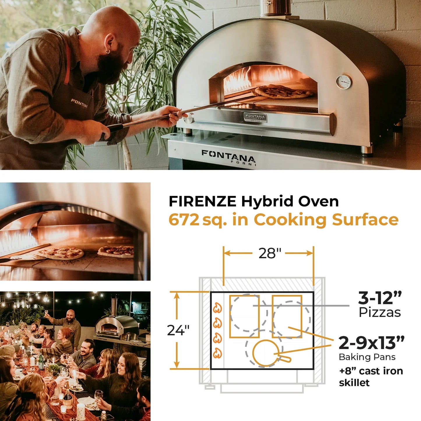 Fontana Firenze Hybrid Gas & Wood-Fired Pizza Oven