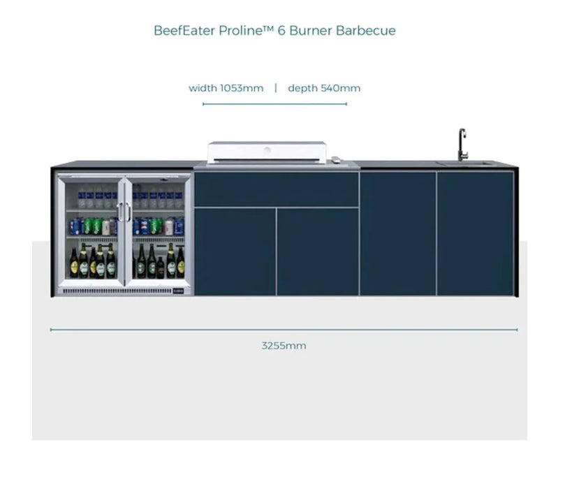 FrescoPro Augusta Outdoor Kitchen With Pro Line 6 Burner BBQ - Dekton Top / ACP Doors