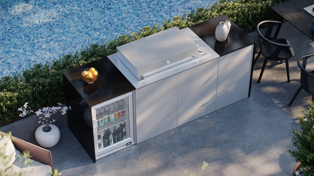 FrescoPro Canberra Outdoor Kitchen with Pro Line 6 Burner Barbeque- Dekton / Dekton Doors