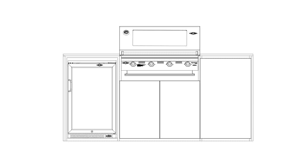 FrescoPro Canberra Outdoor Kitchen with S3000S 5 Burner Barbeque - Dekton/ Dekton Doors