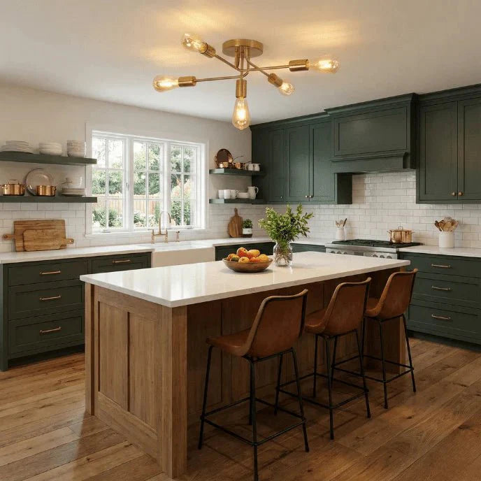 Golden Starburst Branch Chandelier – 5‑Light E27 Ceiling Light