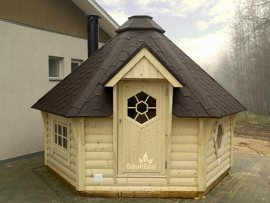 30ft² Large Spruce Wood Grillhouse + For 10 person + Large Grill