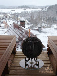 Electric heater used in the panorama glass wall sauna
