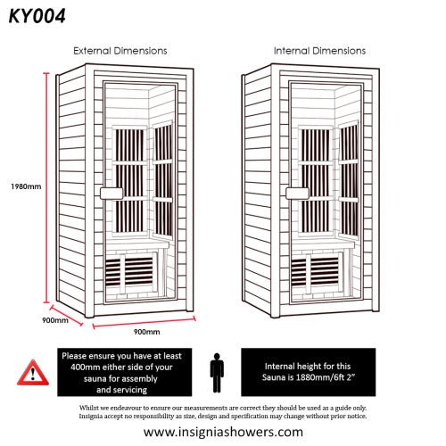 1 Person Indoor Infrared Sauna - 900mm x 1000mm