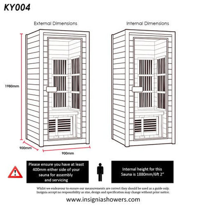 1 Person Indoor Infrared Sauna - 900mm x 1000mm