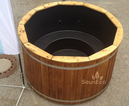 Log fired whirlpool + bubble jet system + Led + thermally modified wood + for 6 people + 2 meter (6.56 ft)