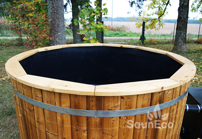 Log Burning Hot Tub + Thermally Modified Wood + External heater + Fibreglass Lining + for 6 people + 2 Meter (6.56ft)