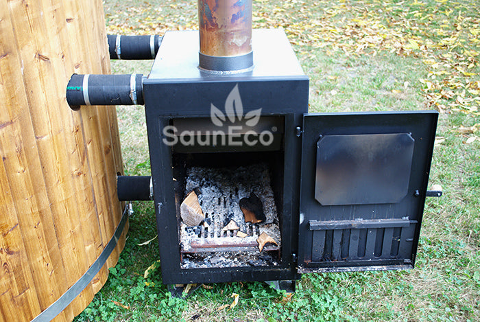 Log Burning Hot Tub + Thermally Modified Wood + External heater + Fibreglass Lining + for 6 people + 2 Meter (6.56ft)