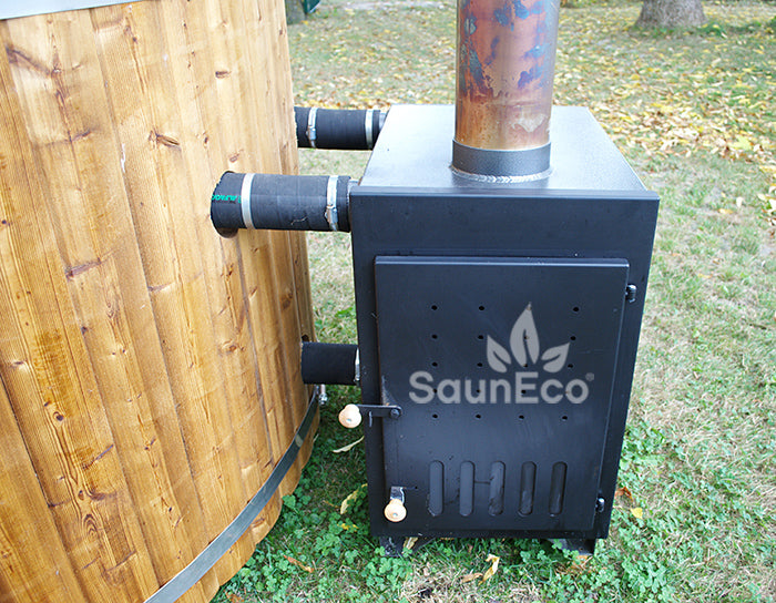Log Burning Hot Tub + Thermally Modified Wood + External heater + Fibreglass Lining + for 6 people + 2 Meter (6.56ft)