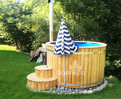 Log Burning Hot Tub + Thermally Modified Wood + External heater + Fibreglass Lining + for 6 people + 2 Meter (6.56ft)