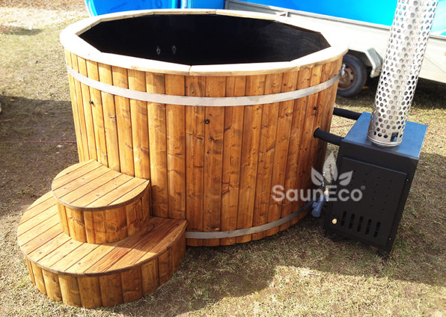 Log Burning Hot Tub + Thermally Modified Wood + External heater + Fibreglass Lining + for 6 people + 2 Meter (6.56ft)