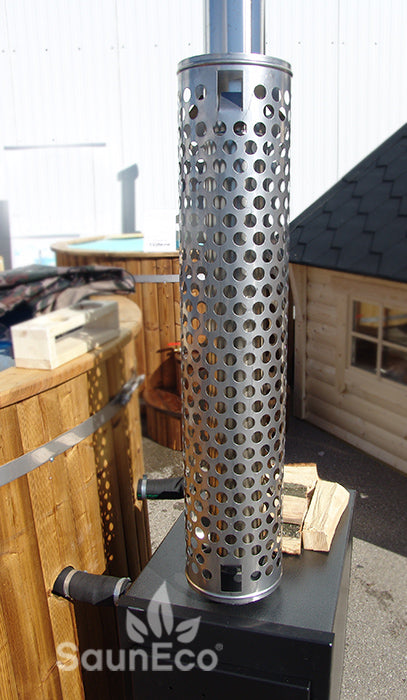 Log Burning Hot Tub + Thermally Modified Wood + External heater + Fibreglass Lining + for 6 people + 2 Meter (6.56ft)