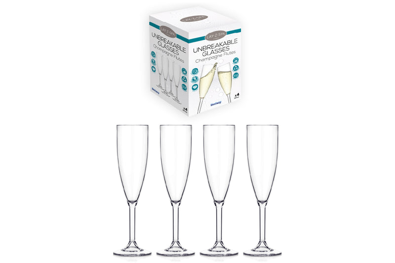 Hot tub champagne flutes set of 4 unbreakable plastic