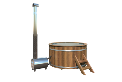 Barrel hot tub with external wood burning heater – Ø 1.8m Heat Treated