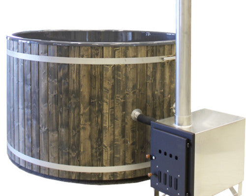 4 Seater Wooden Hot Tub – Spruce – Ø 1,8 meters – External Heater – Fiberglass Liner