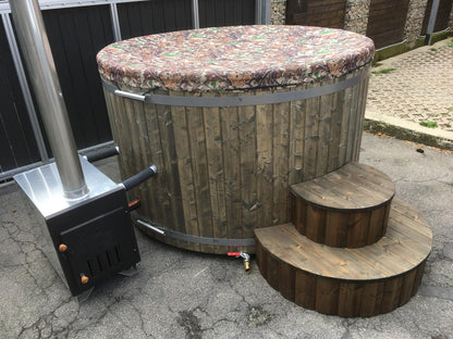 4 Seater Wooden Hot Tub – Spruce – Ø 1,8 meters – External Heater – Fiberglass Liner