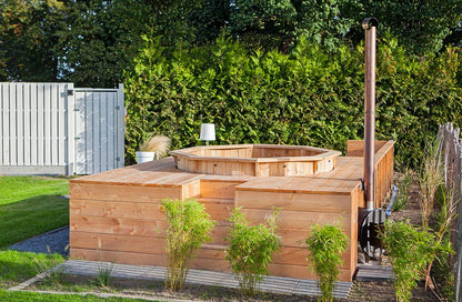 Barrel hot tub with external wood burning heater – Ø 2m