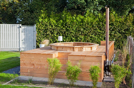 Barrel hot tub with external wood burning heater – Ø 2m