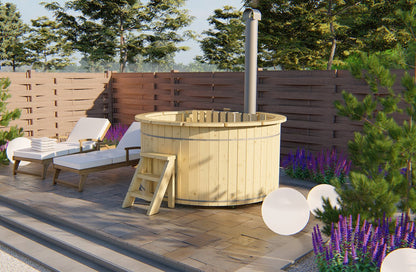 Barrel hot tub with internal wood burning heater – Ø 2m