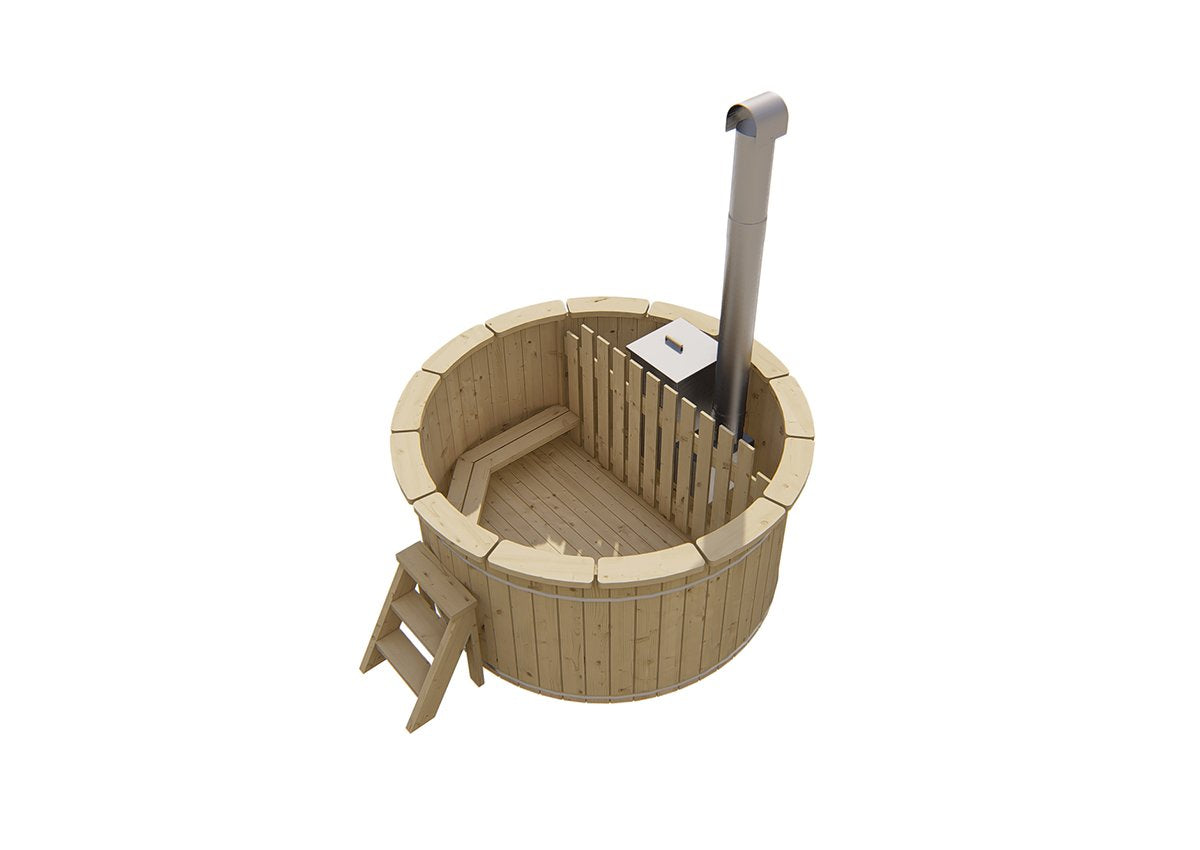 Barrel hot tub with internal wood burning heater – Ø 2m