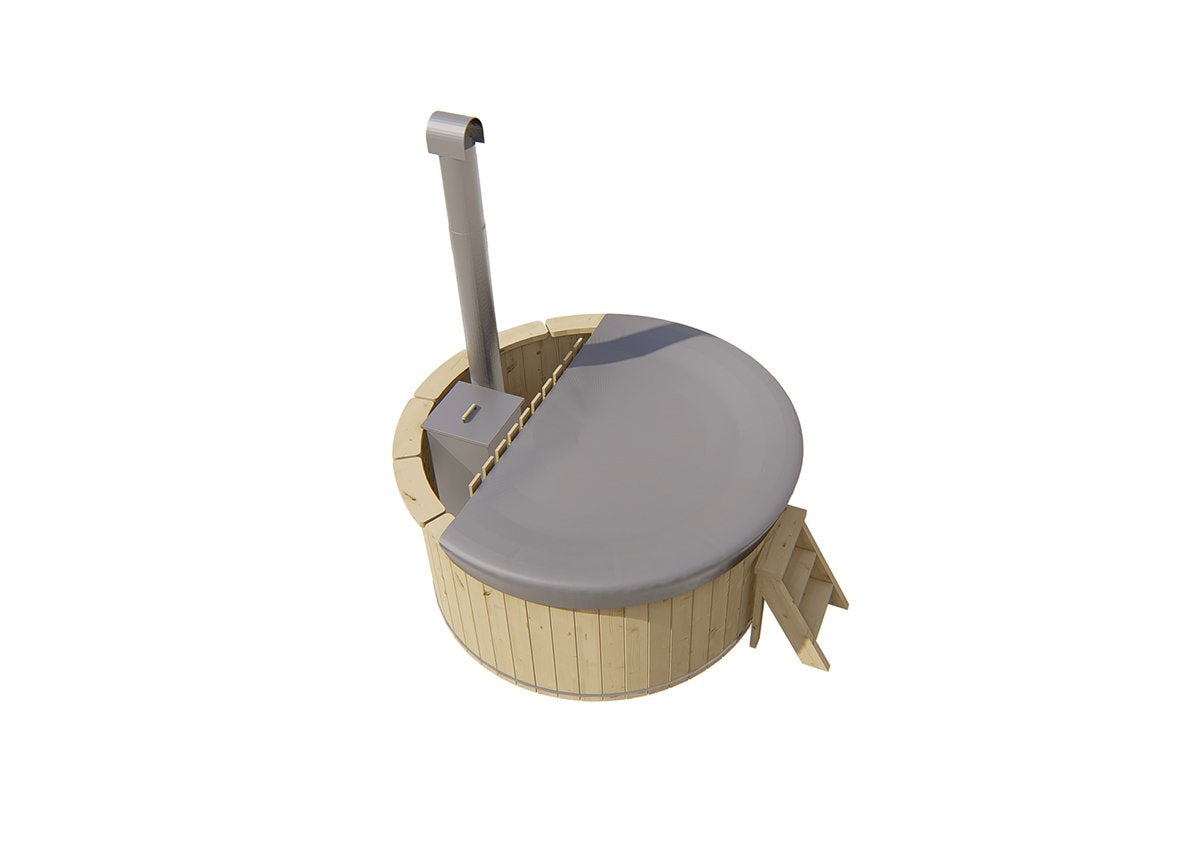 Barrel hot tub with internal wood burning heater – Ø 2m