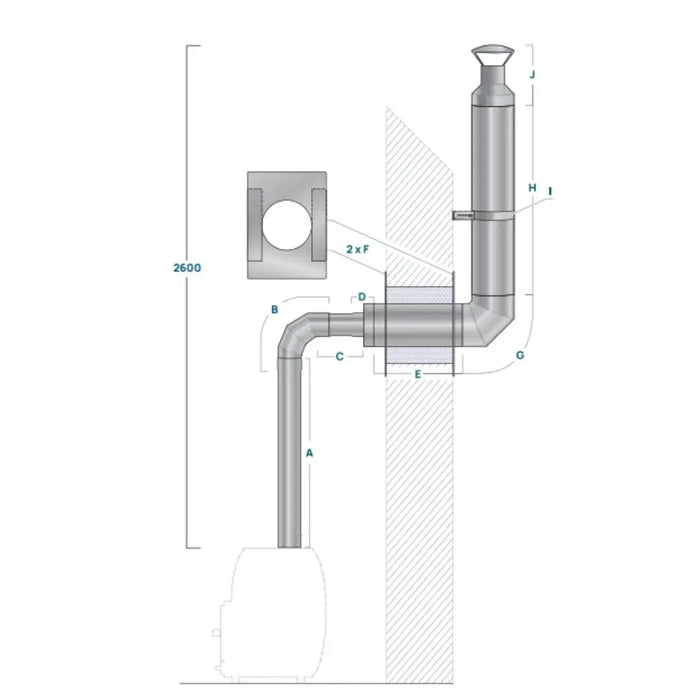 HUUM Chimney Set for Wood Burning Sauna Heater (Through the Wall)