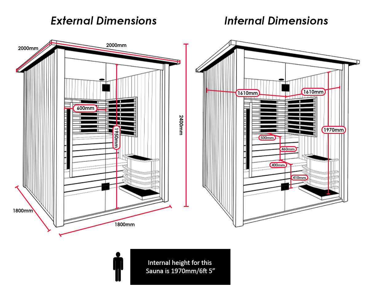 V2 Hybrid-Heating 4 Person Sauna Infrared & Electric Stove Sauna