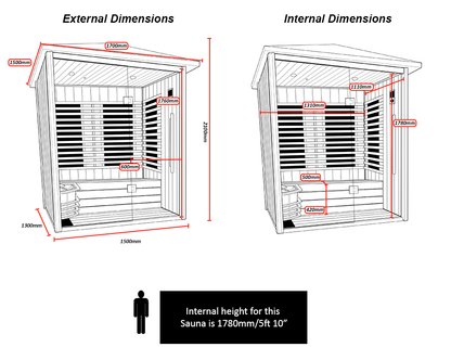Hybrid Outdoor 2-Person Sauna - Infrared & Traditional Heater