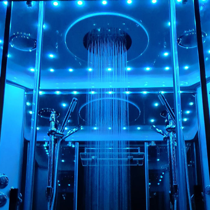 Insignia Platinum Black Framed 2-Person Steam Shower Cabin 1400 x 900