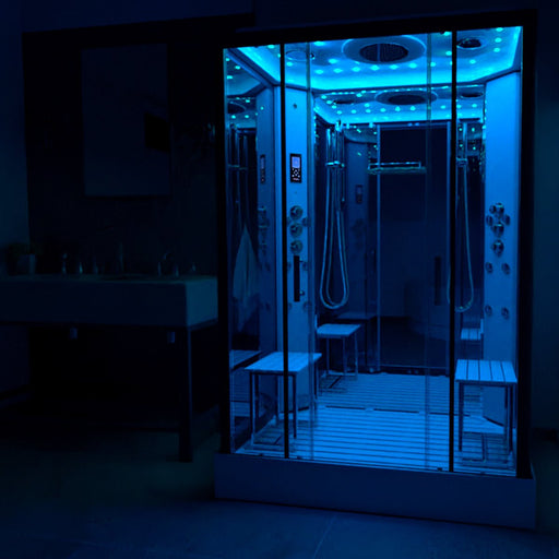 Insignia Platinum Black Framed 2-Person Steam Shower Cabin 1400 x 900