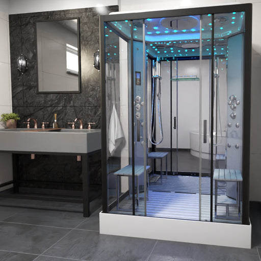 Insignia Platinum Black Framed 2-Person Steam Shower Cabin 1400 x 900