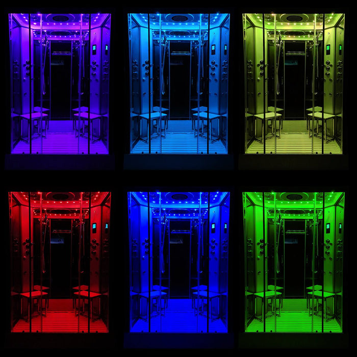 Insignia Platinum Black Framed 2-Person Steam Shower Cabin 1400 x 900