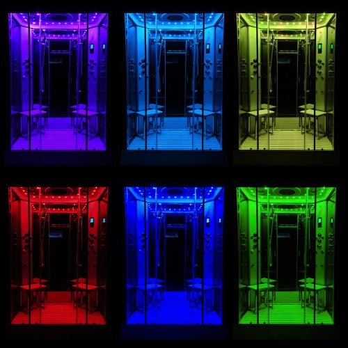 Insignia Platinum Chrome Framed Rectangular Twin Steam Shower Cabin 1400 x 900