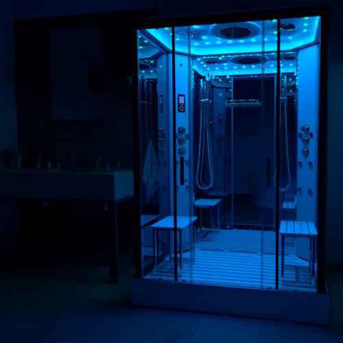 Insignia Platinum Chrome Framed Rectangular Twin Steam Shower Cabin 1400 x 900