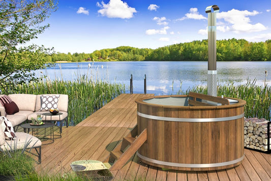 Barrel hot tub with internal wood burning heater – Ø 1.8m Heat Treated