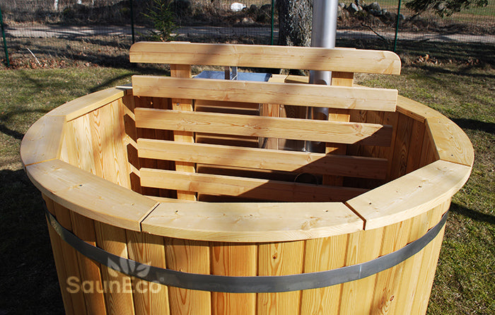 Wood fired hot tub + Siberian Larch + Ø 1.5 meters + for up to 3 people
