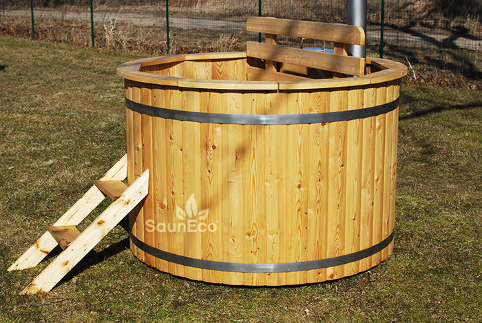 Barrel Saunas Mini Larch Hot Tub internal aluminium furnace detail