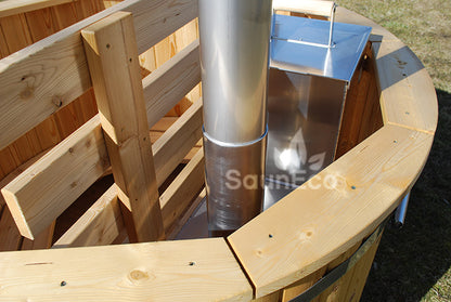 Wood fired hot tub + Siberian Larch + Ø 1.5 meters + for up to 3 people