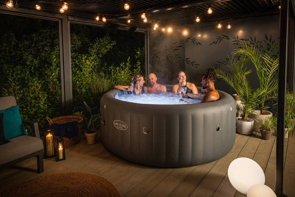 Lay-Z-Spa Santorini large round hot tub with water-powered lights