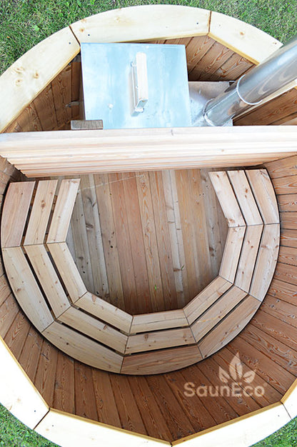 4-person Ø5.5ft Round Wood Hot Tub Barrel + Internal Wood-fired Stove